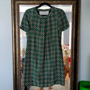 JCrew Slip Dress, 100% Silk + Lined, Fun Geometric Pattern, Size 6